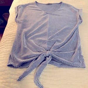 Cuff sleeve Blue and white Top-Size Medium